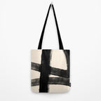 Abstract Minimalist Painted Brushstrokes in Black and Almond Cream 1 Tote Bag Gallery Image 2