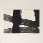Abstract Minimalist Painted Brushstrokes in Black and Almond Cream 1 Welcome Mat Gallery Image 1