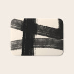 Abstract Minimalist Painted Brushstrokes in Black and Almond Cream 1 Bath Mat Gallery Image 1