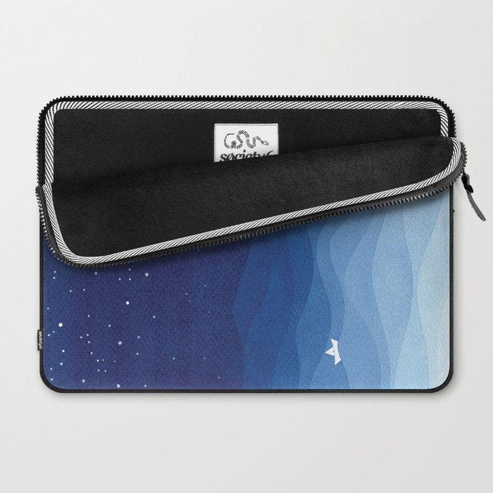 Lighthouse & the paper boat, blue ocean Laptop Sleeve Gallery Image 2