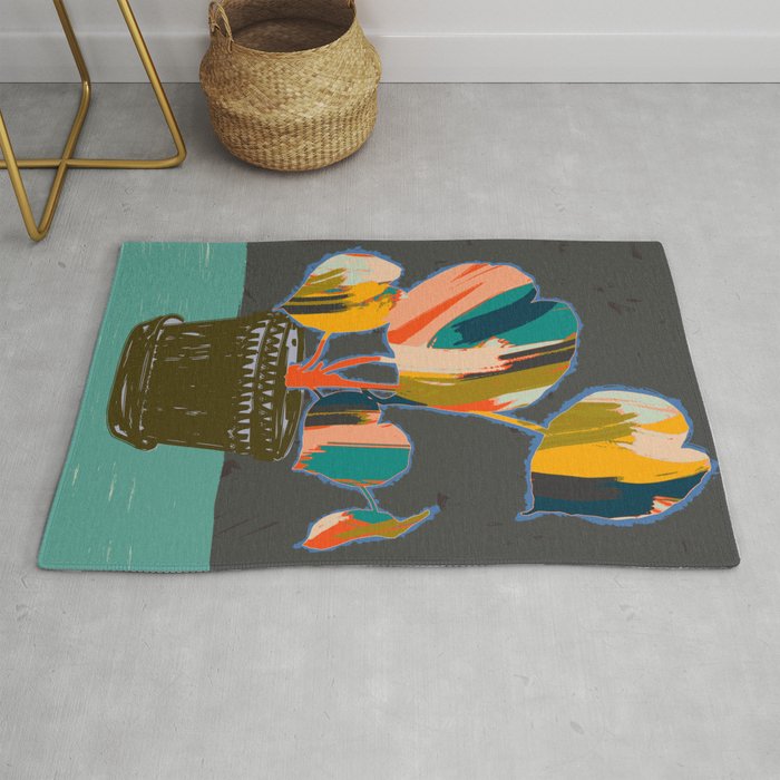 colorful plant pot Rug Gallery Image 1