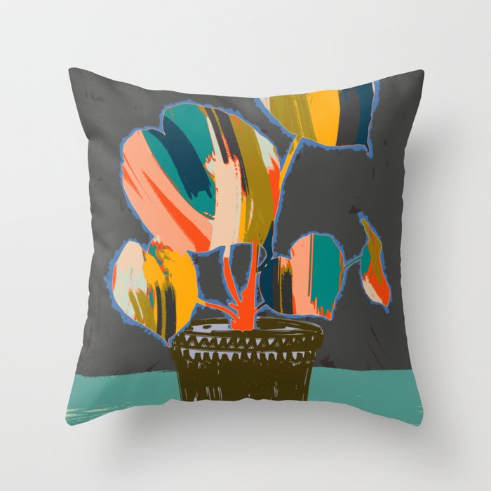colorful plant pot Throw Pillow Gallery Image 6