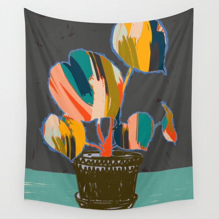 colorful plant pot Wall Tapestry Gallery Image 4
