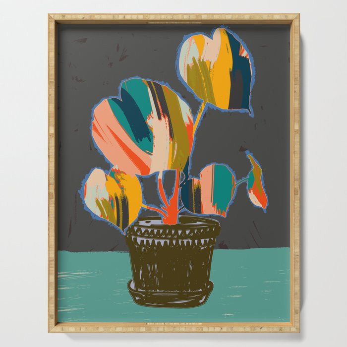colorful plant pot Serving Tray Gallery Image 1