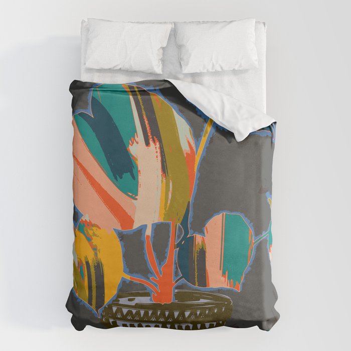colorful plant pot Duvet Cover Gallery Image 1