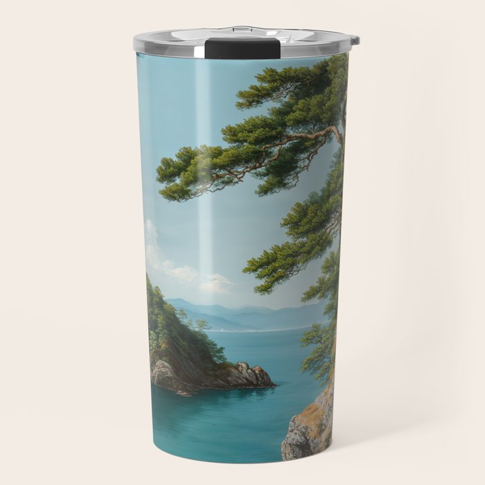 Coastal summer beach Japanese Wall Art Botanical Japandi Wall Art Painting Living Room Decor Travel Mug Gallery Image 1