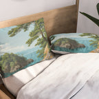 Coastal summer beach Japanese Wall Art Botanical Japandi Wall Art Painting Living Room Decor Pillow Sham Gallery Image 2