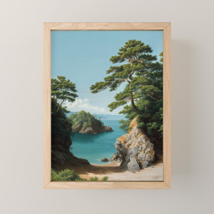 Coastal summer beach Japanese Wall Art Botanical Japandi Wall Art Painting Living Room Decor Mini Art Print Gallery Image 1