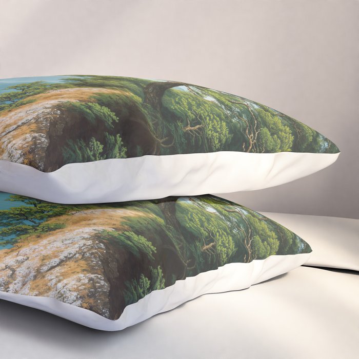 Coastal summer beach Japanese Wall Art Botanical Japandi Wall Art Painting Living Room Decor Pillow Sham Gallery Image 3