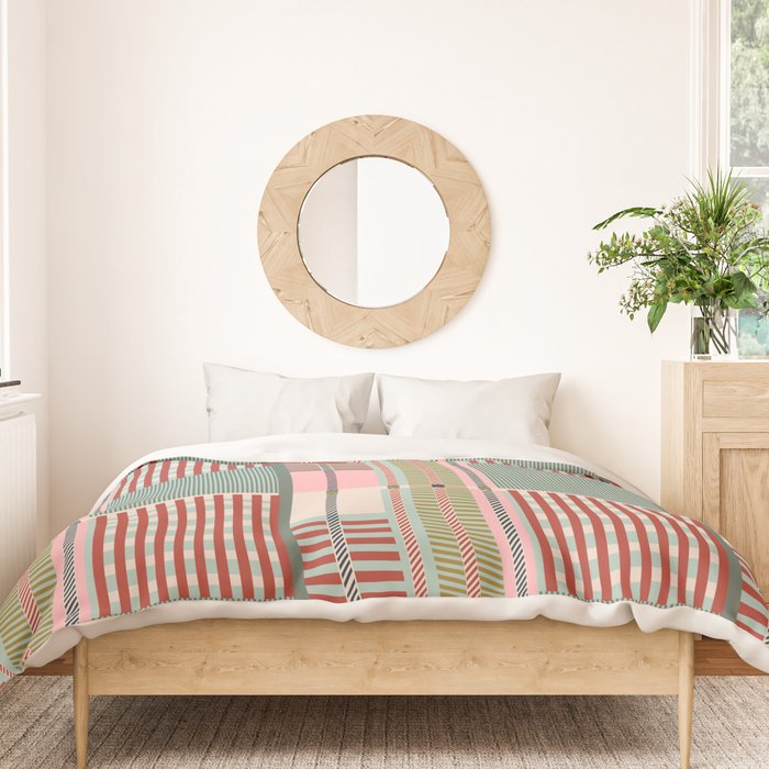 Vintage Striped Geometric Duvet Cover Gallery Image 3