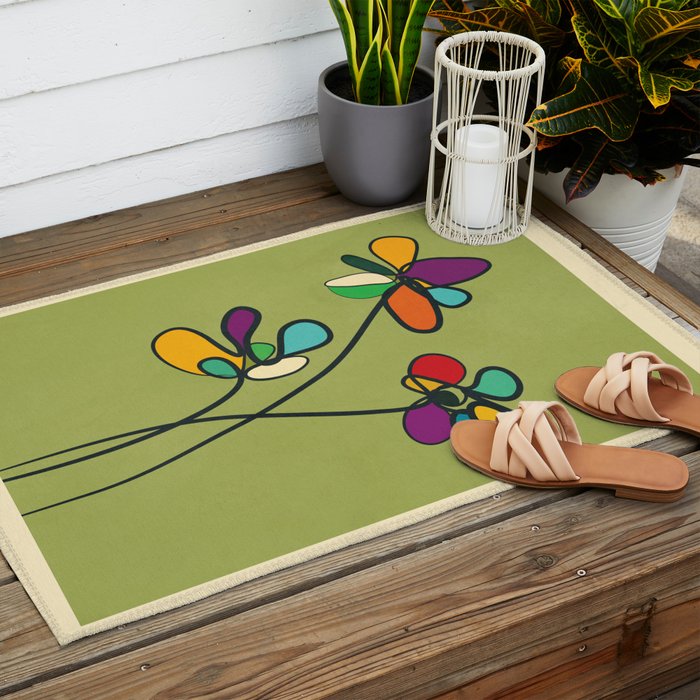 Line Little Wildflowers 1 Outdoor Rug Gallery Image 2