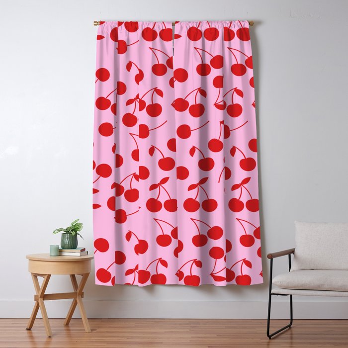 Pink & Red Cherries Window Curtain Gallery Image 1