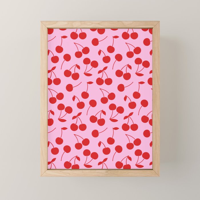 Pink & Red Cherries Mini Art Print Gallery Image 1