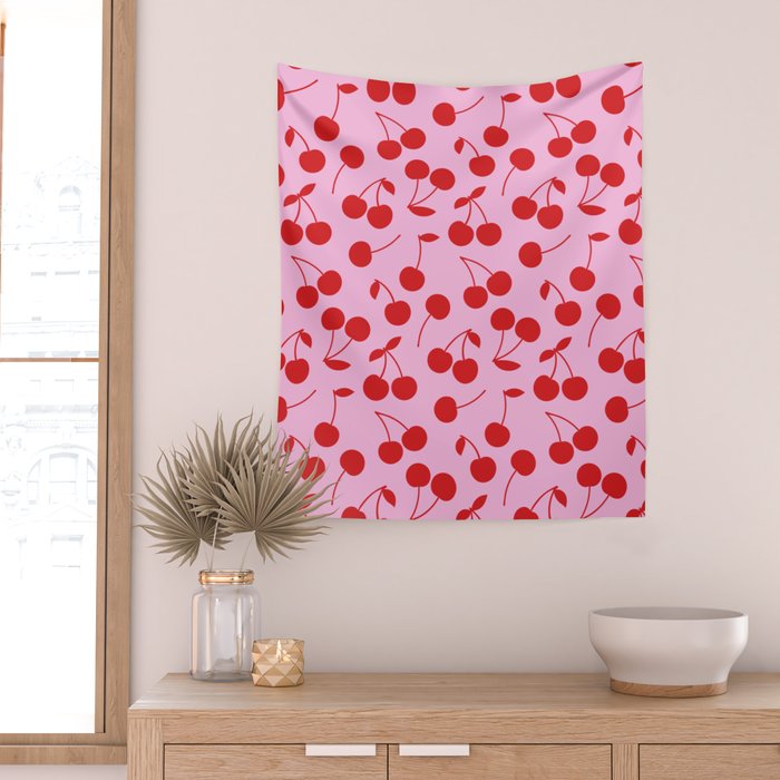 Pink & Red Cherries Wall Tapestry Gallery Image 2