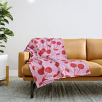 Pink & Red Cherries Throw Blanket Gallery Image 1