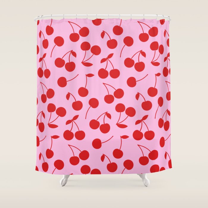 Pink & Red Cherries Shower Curtain Gallery Image 1