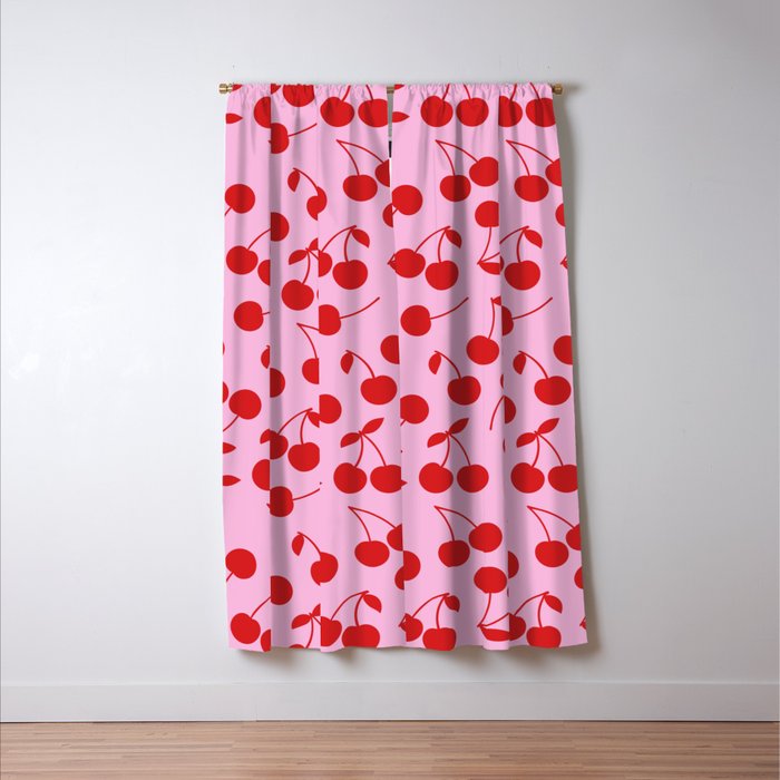 Pink & Red Cherries Window Curtain Gallery Image 3