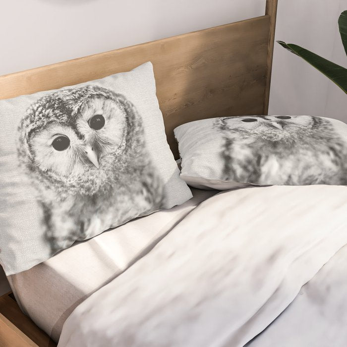 Baby Owl - Black & White Pillow Sham Gallery Image 2