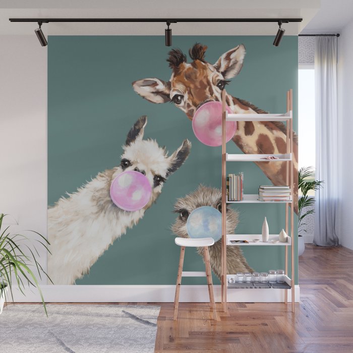 Bubble Gum Gang Dark Green Wall Mural Gallery Image 1
