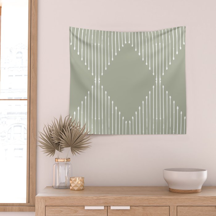 Geo (Linen Sage) Wall Tapestry Gallery Image 2