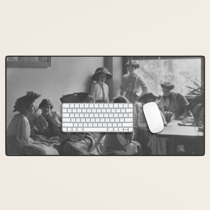 Meeting of the minds, 1912 Columbia Teacher's College vintage black and white portrait photograph Desk Mat Gallery Image 1