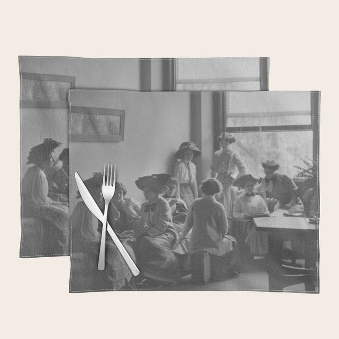 Meeting of the minds, 1912 Columbia Teacher's College vintage black and white portrait photograph Placemat Gallery Image 1