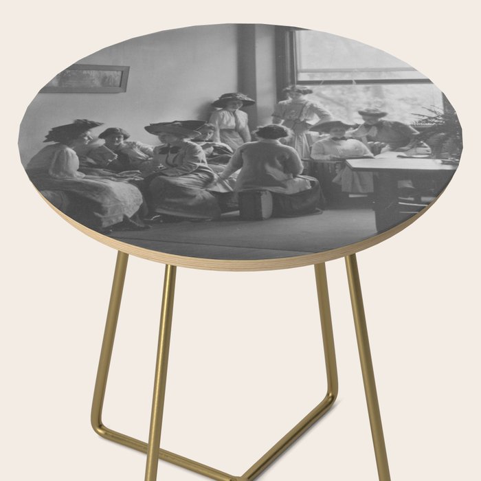 Meeting of the minds, 1912 Columbia Teacher's College vintage black and white portrait photograph Side Table Gallery Image 2