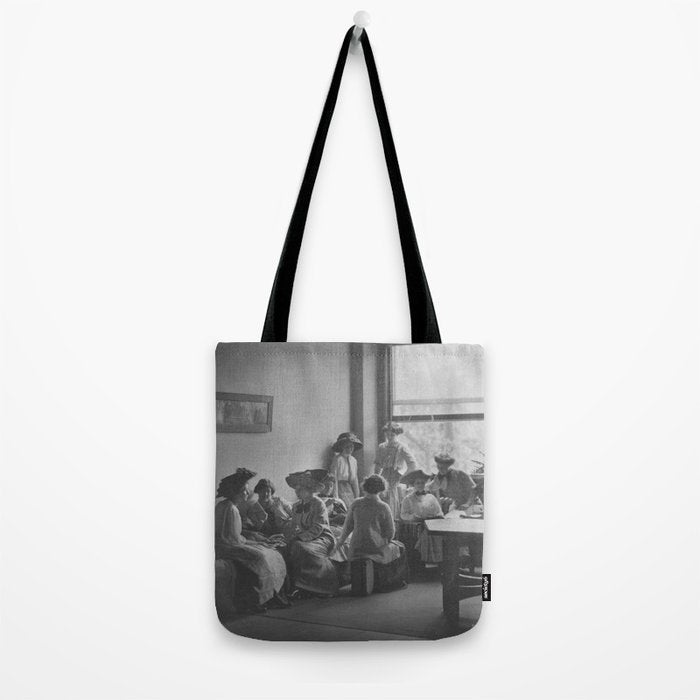 Meeting of the minds, 1912 Columbia Teacher's College vintage black and white portrait photograph Tote Bag Gallery Image 2