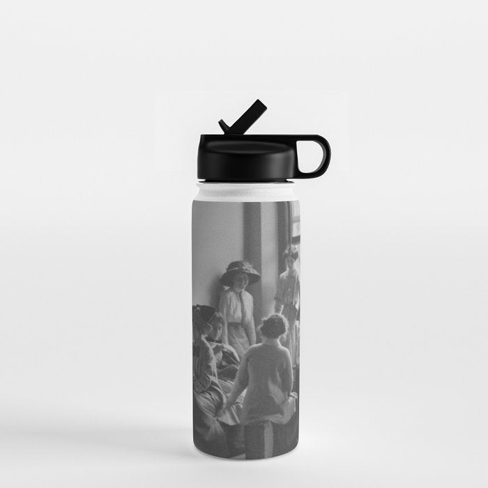 Meeting of the minds, 1912 Columbia Teacher's College vintage black and white portrait photograph Water Bottle Gallery Image 1