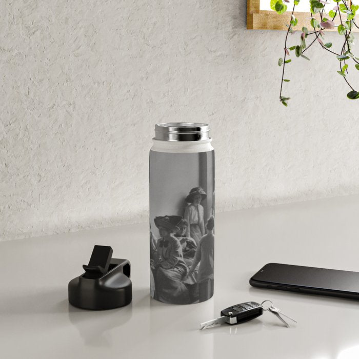 Meeting of the minds, 1912 Columbia Teacher's College vintage black and white portrait photograph Water Bottle Gallery Image 4