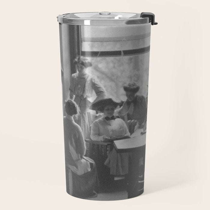 Meeting of the minds, 1912 Columbia Teacher's College vintage black and white portrait photograph Travel Mug Gallery Image 2