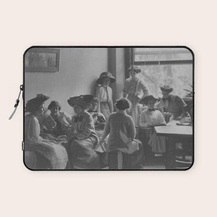 Meeting of the minds, 1912 Columbia Teacher's College vintage black and white portrait photograph Laptop Sleeve Gallery Image 1