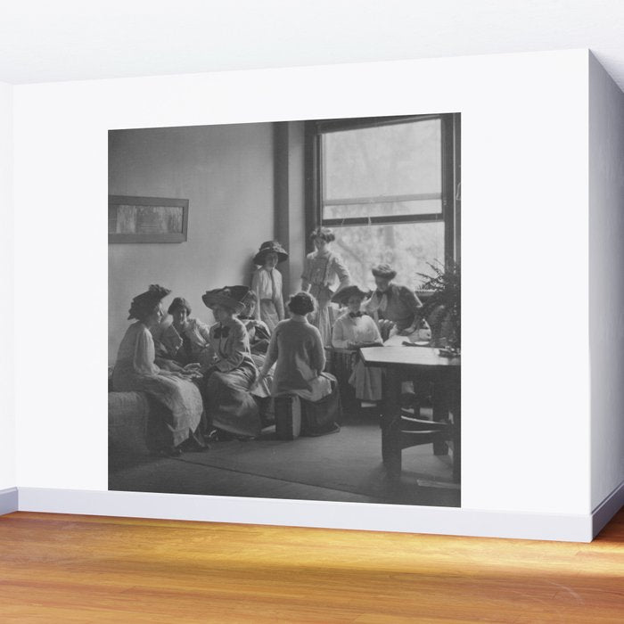 Meeting of the minds, 1912 Columbia Teacher's College vintage black and white portrait photograph Wall Mural Gallery Image 2