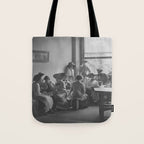 Meeting of the minds, 1912 Columbia Teacher's College vintage black and white portrait photograph Tote Bag Gallery Image 1