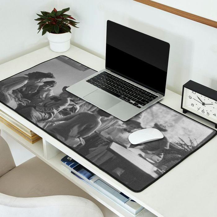 Meeting of the minds, 1912 Columbia Teacher's College vintage black and white portrait photograph Desk Mat Gallery Image 2