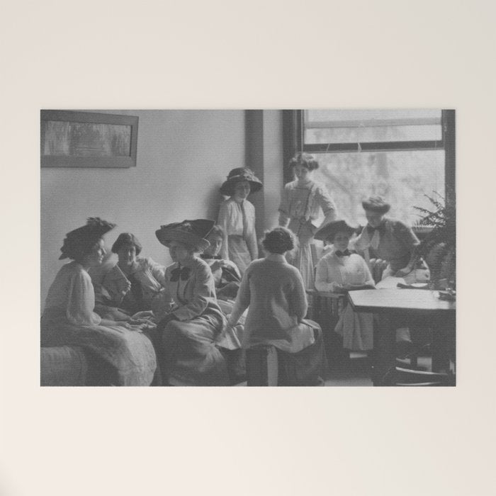 Meeting of the minds, 1912 Columbia Teacher's College vintage black and white portrait photograph Welcome Mat Gallery Image 1