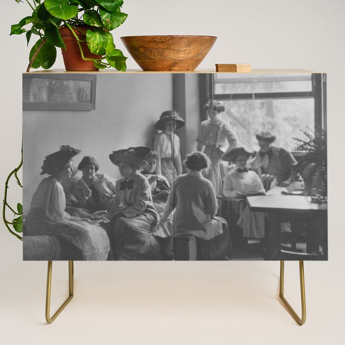 Meeting of the minds, 1912 Columbia Teacher's College vintage black and white portrait photograph Credenza Gallery Image 1