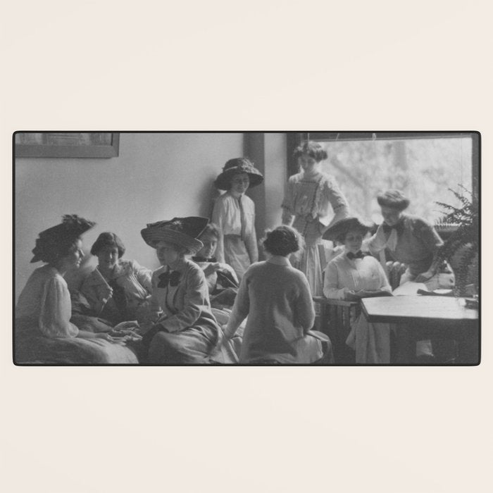Meeting of the minds, 1912 Columbia Teacher's College vintage black and white portrait photograph Desk Mat Gallery Image 3