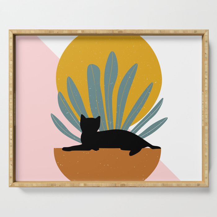 The Cat and The Sun III Serving Tray Gallery Image 1