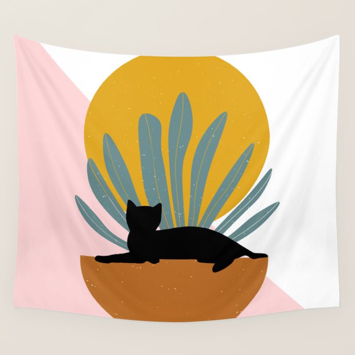 The Cat and The Sun III Wall Tapestry Gallery Image 4