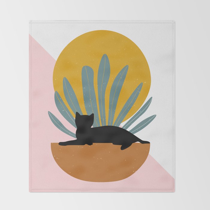 The Cat and The Sun III Throw Blanket Gallery Image 2