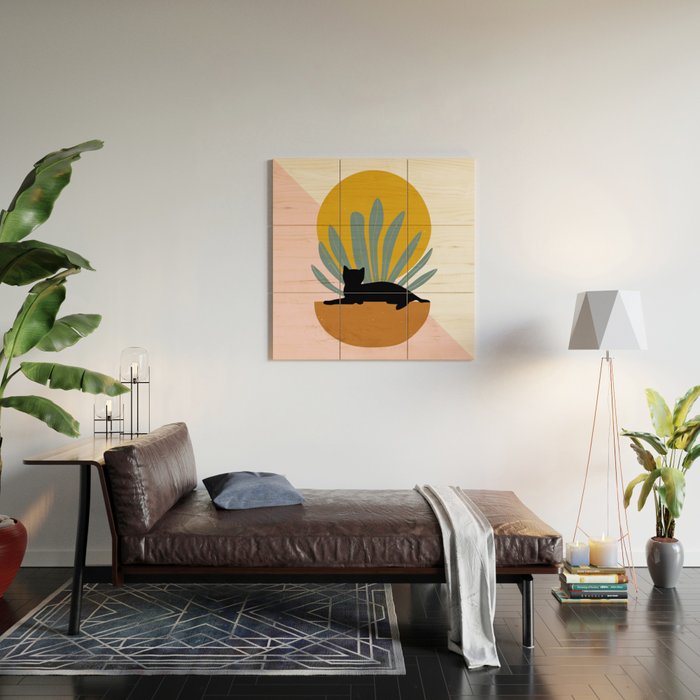 The Cat and The Sun III Wood Wall Art Gallery Image 2
