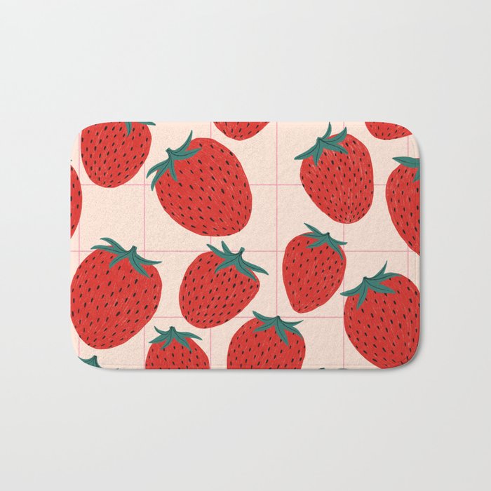 Red strawberries pattern Bath Mat Gallery Image 1