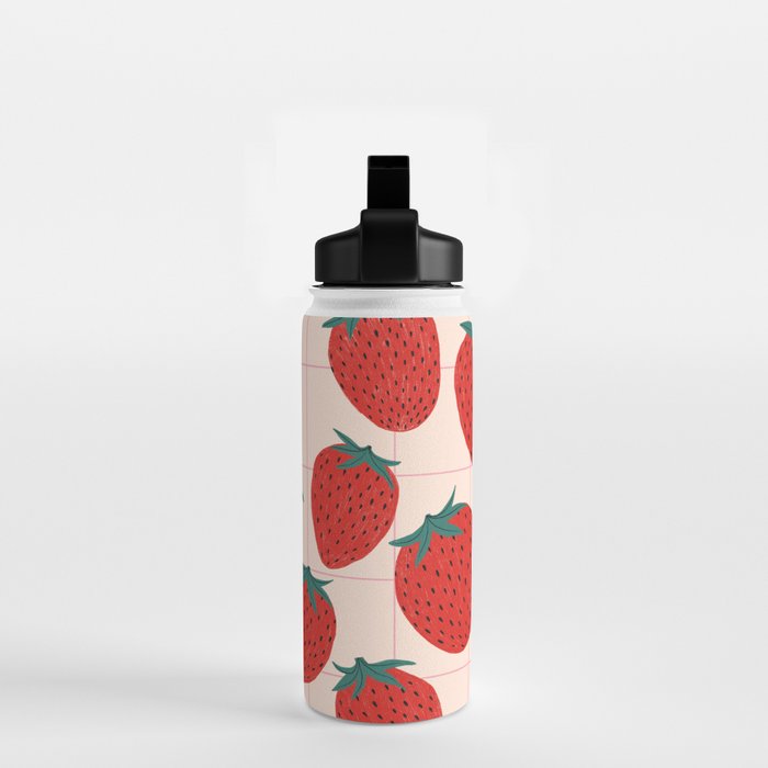 Red strawberries pattern Water Bottle Gallery Image 2
