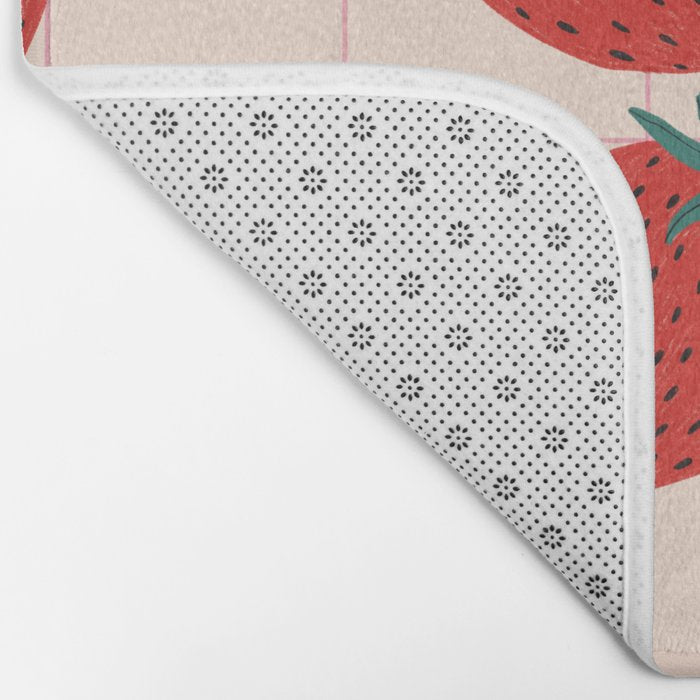 Red strawberries pattern Bath Mat Gallery Image 2