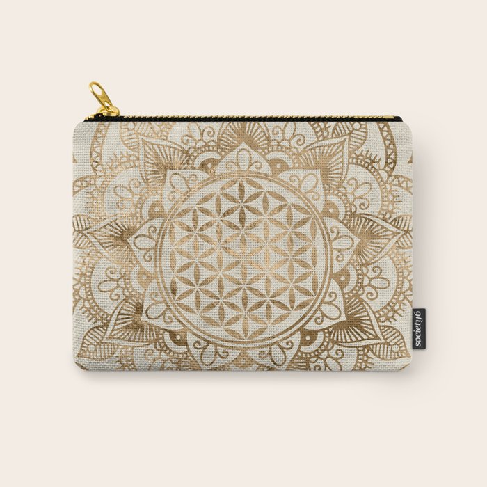 Flower of Life in Lotus - pastel golds and canvas Carry All Pouch Gallery Image 1