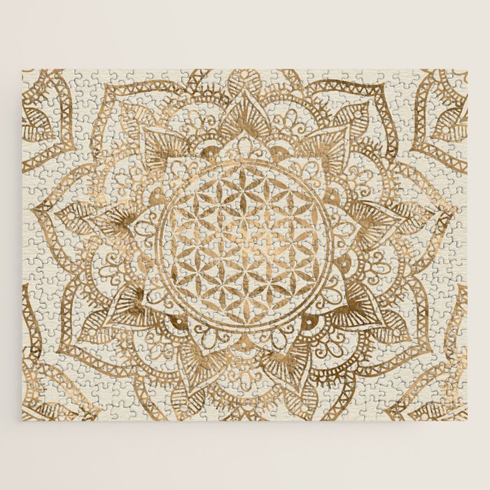 Flower of Life in Lotus - pastel golds and canvas Jigsaw Puzzle Gallery Image 1