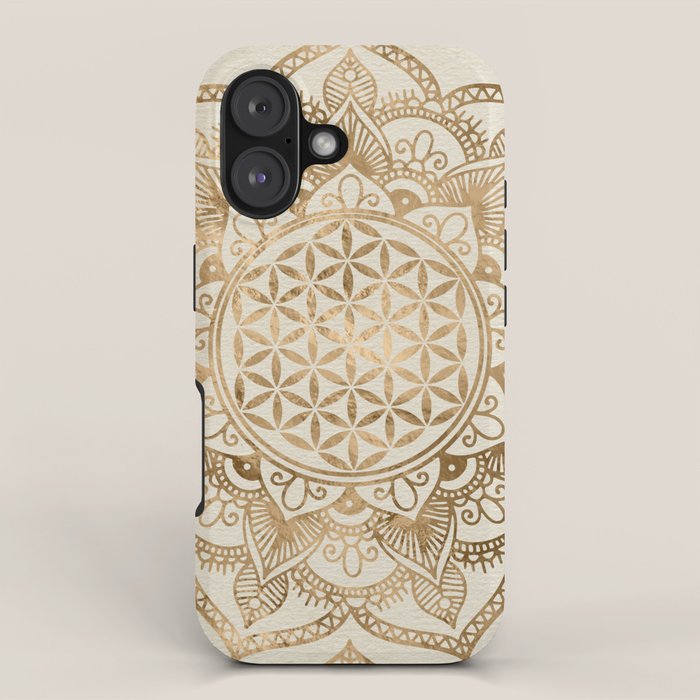 Flower of Life in Lotus - pastel golds and canvas iPhone Case Gallery Image 1