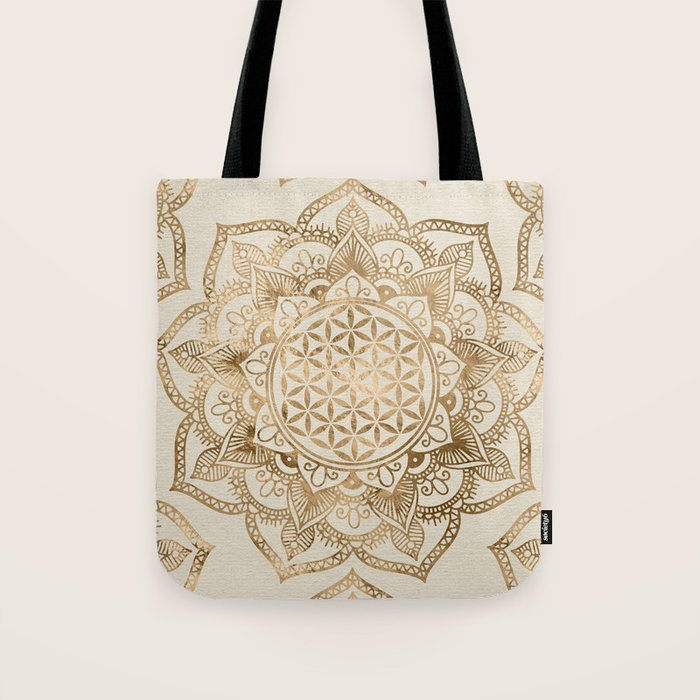 Flower of Life in Lotus - pastel golds and canvas Tote Bag Gallery Image 1