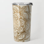 Flower of Life in Lotus - pastel golds and canvas Travel Mug Gallery Image 2